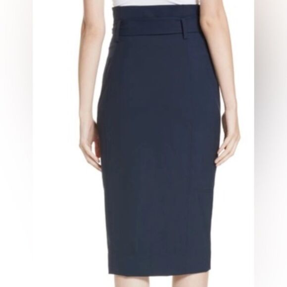 Ted Baker XL (5) Navy Kaara Midi Front Zip High Waist Belted Pencil Skirt - Picture 3 of 14